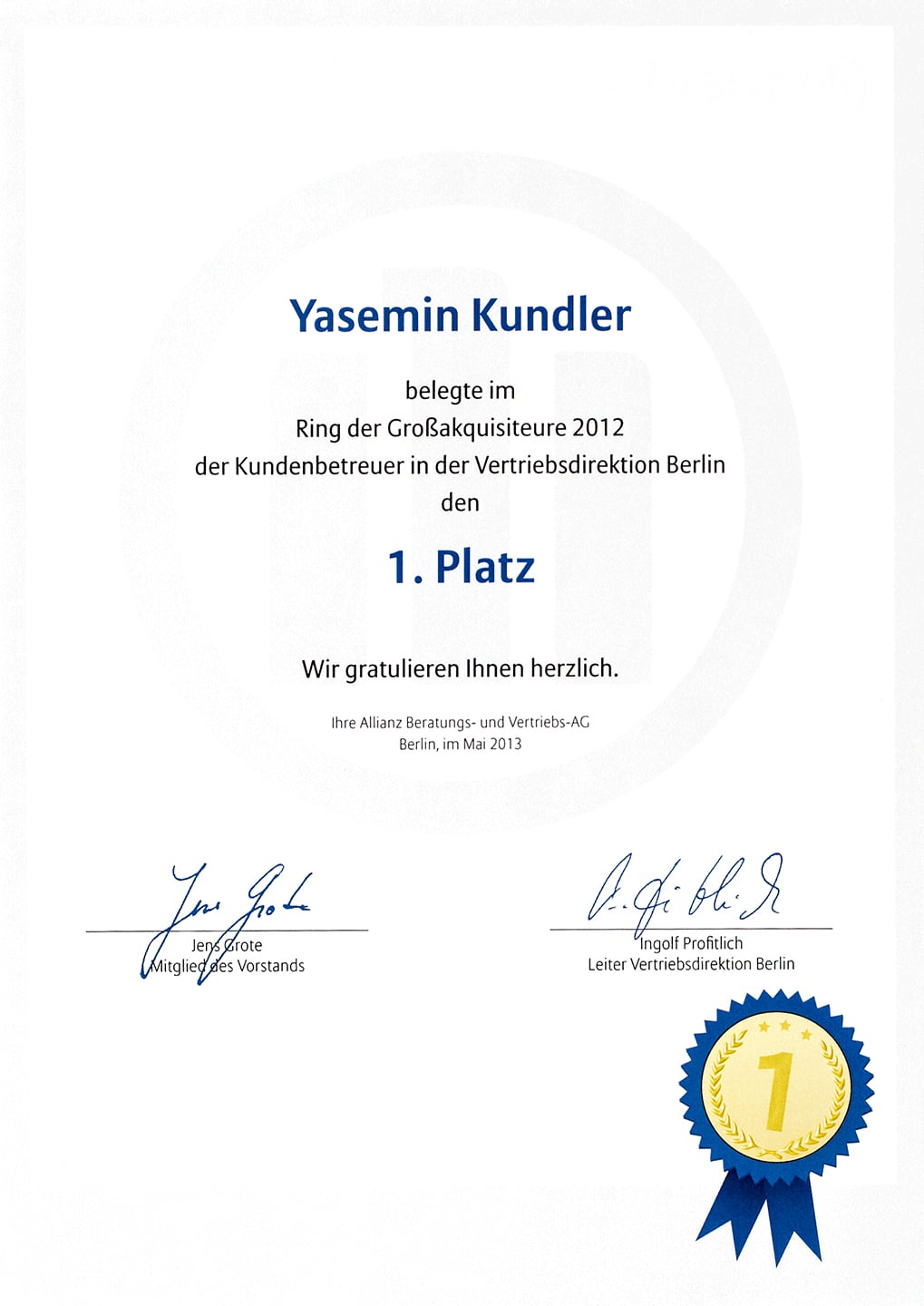 Auszeichnungen Allianz Versicherung Berlin Allianz Kundler